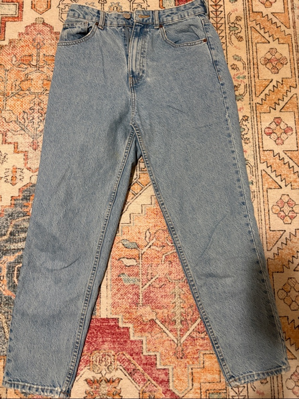 Zara white and blue denim label